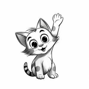 Reaching Out: Playful Kitty Coloring Pages 1