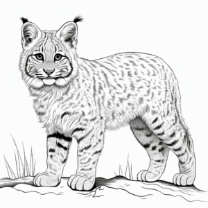 Realistic Adult Bobcat Coloring Pages 2