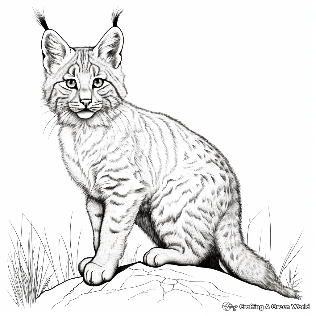 Realistic Adult Bobcat Coloring Pages 4