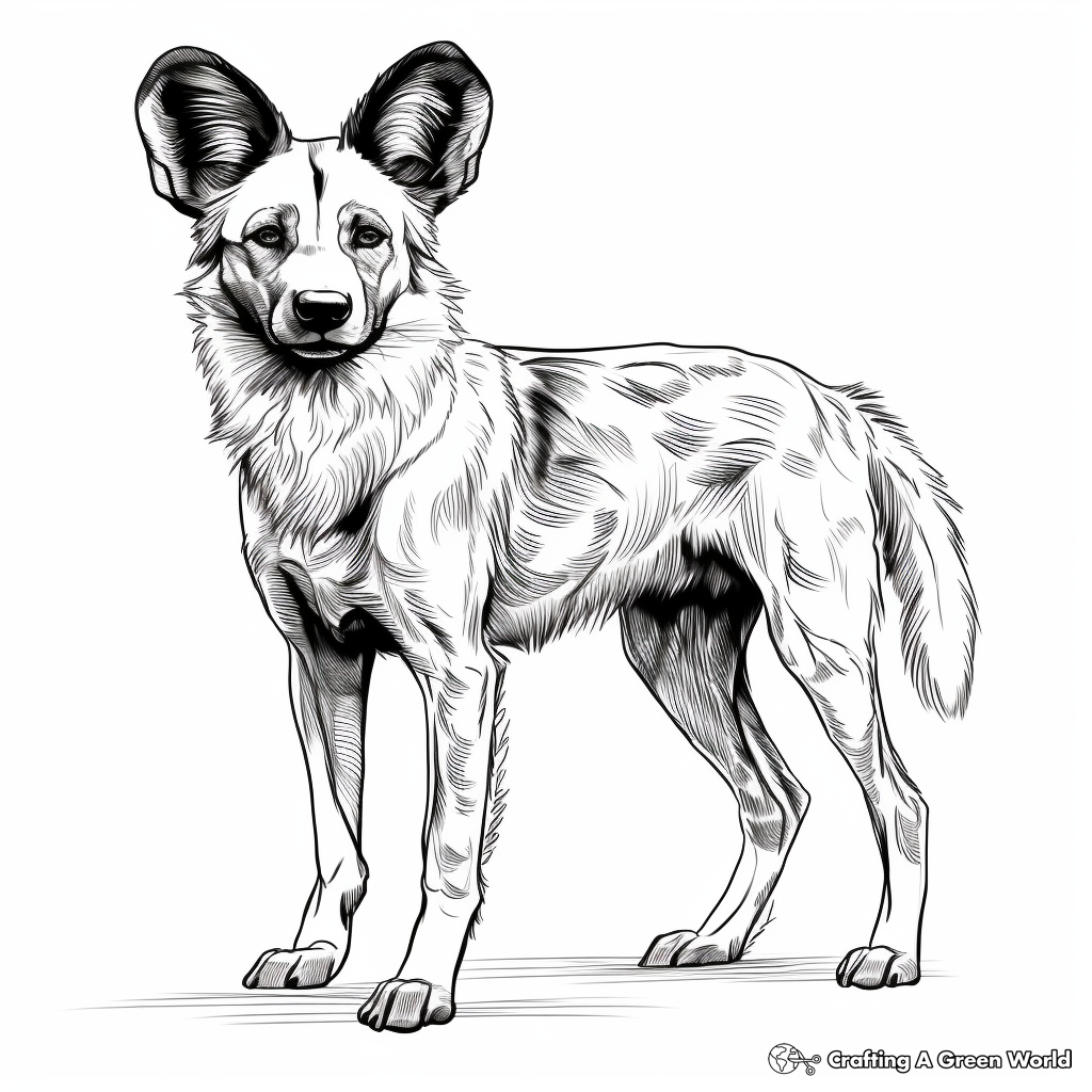 Realistic African Wild Dog Coloring Sheets 1