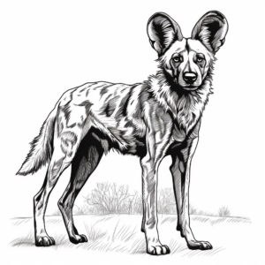 Realistic African Wild Dog Coloring Sheets 2