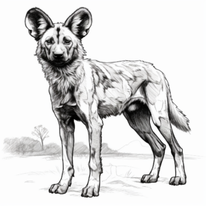 Realistic African Wild Dog Coloring Sheets 3