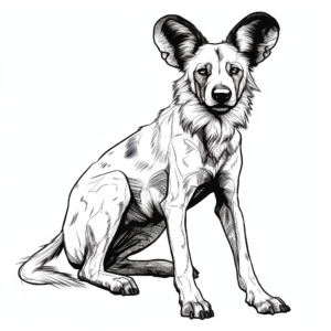 Realistic African Wild Dog Coloring Sheets 4