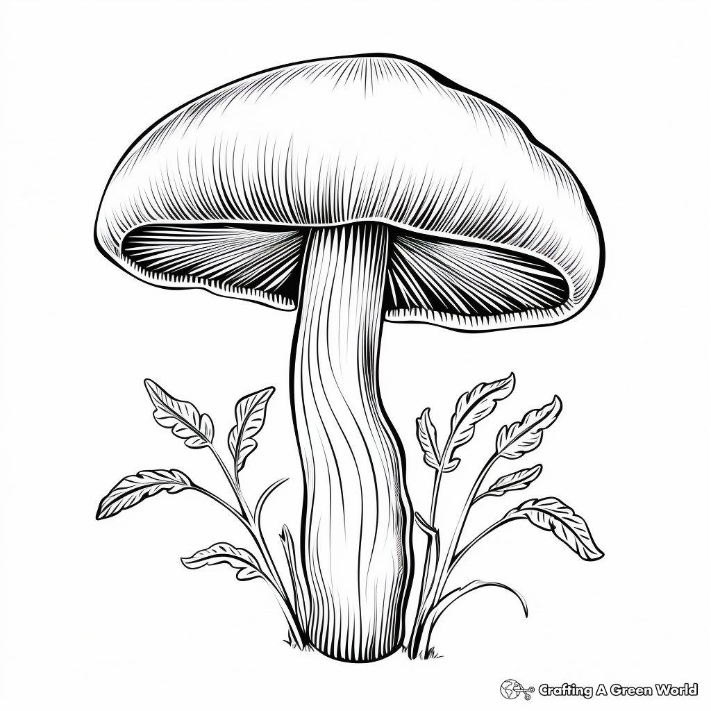 Realistic Agaricus Mushroom Coloring Sheets 1