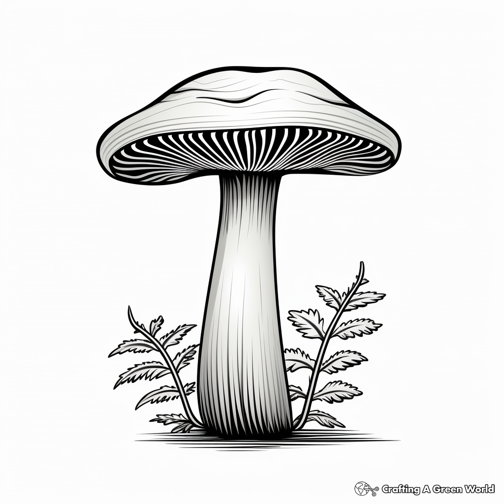 Realistic Agaricus Mushroom Coloring Sheets 2