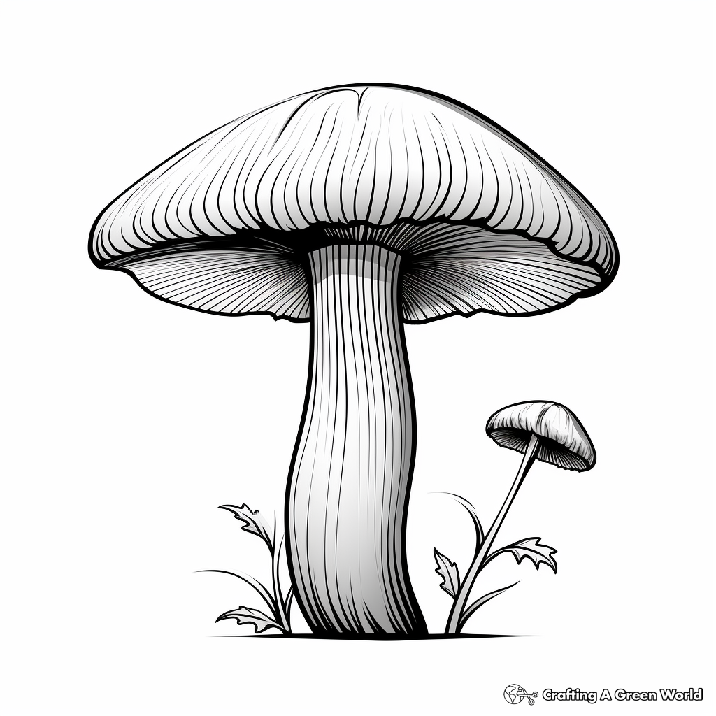 Realistic Agaricus Mushroom Coloring Sheets 4