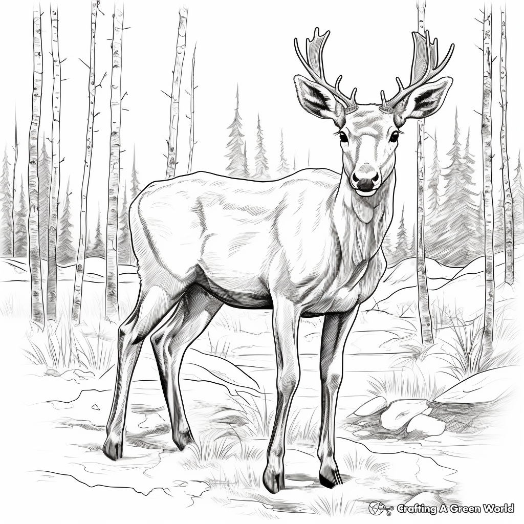 Realistic Alaskan Moose Coloring Sheets 1