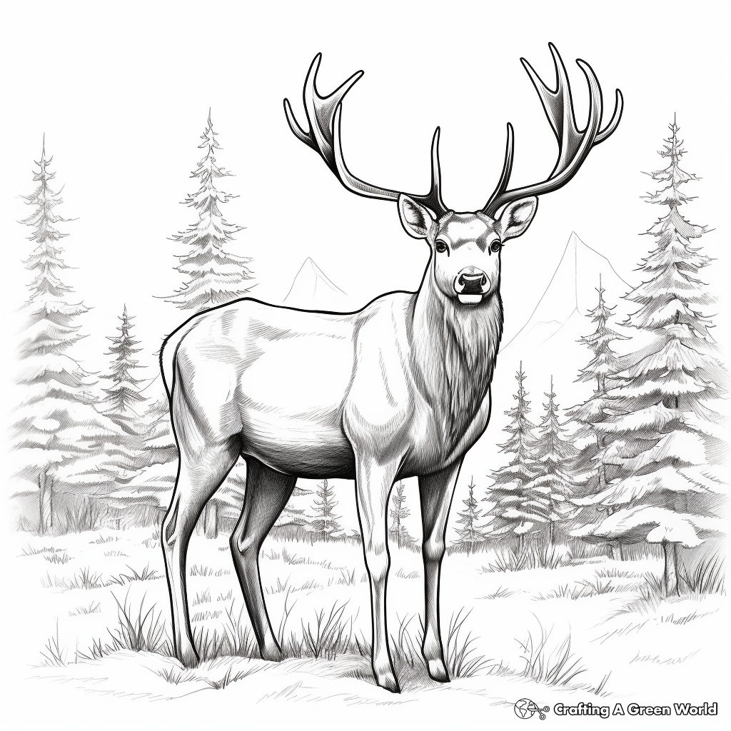 Realistic Alaskan Moose Coloring Sheets 2
