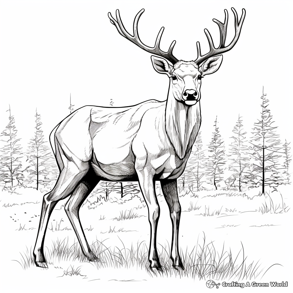 Realistic Alaskan Moose Coloring Sheets 3
