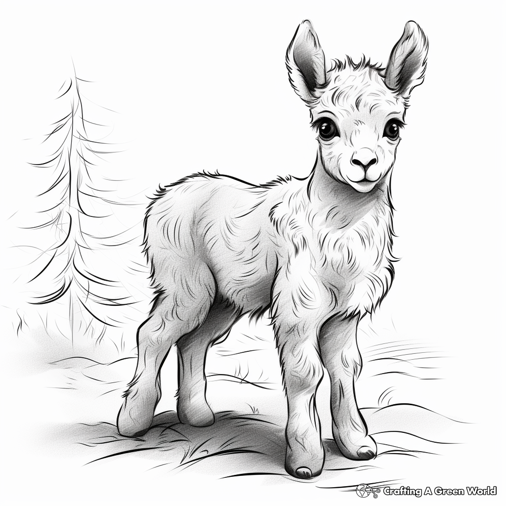 Realistic Alpaca Coloring Pages 1
