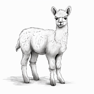 Realistic Alpaca Coloring Pages 3