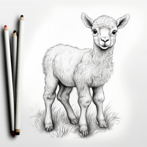 Realistic Alpaca Coloring Pages 4