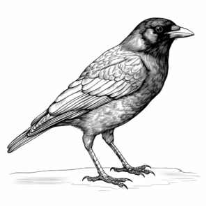 Realistic American Crow Coloring Sheets 3