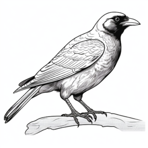 Realistic American Crow Coloring Sheets 4