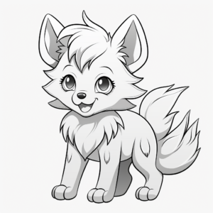 Realistic Anime Wolf Pup Coloring Sheets 1