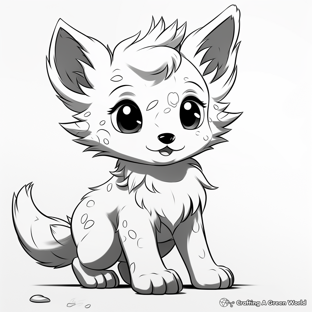Realistic Anime Wolf Pup Coloring Sheets 4
