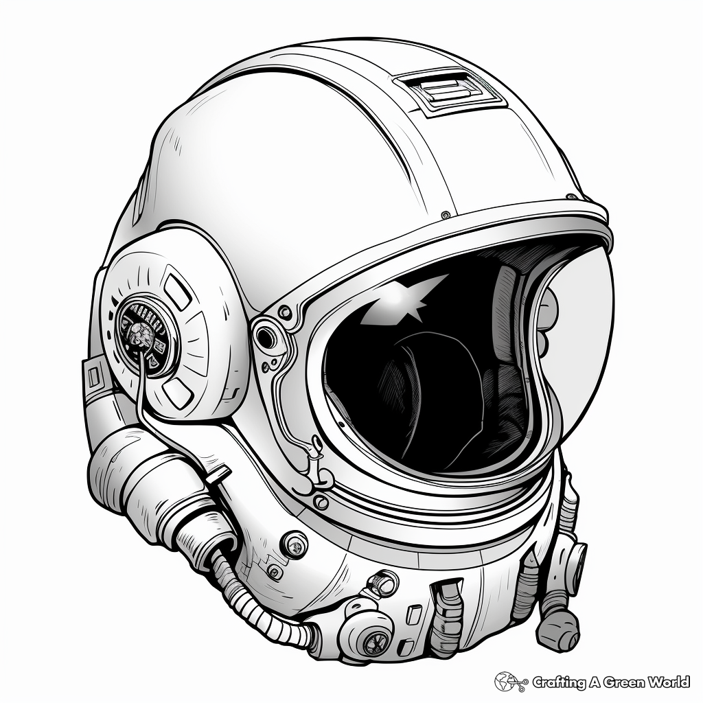 Realistic Astronaut Helmet Coloring Pages 2