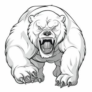 Realistic Attack Bear Coloring Pages 1