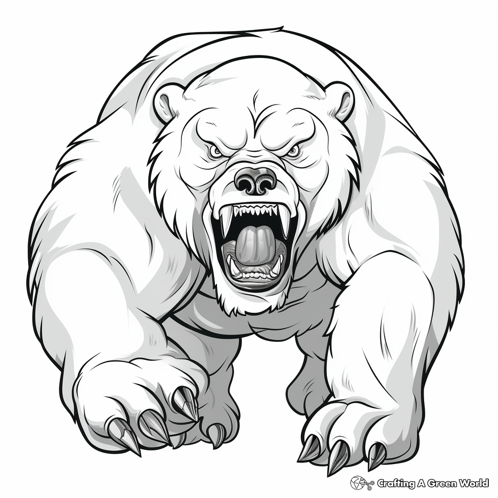 Realistic Attack Bear Coloring Pages 1