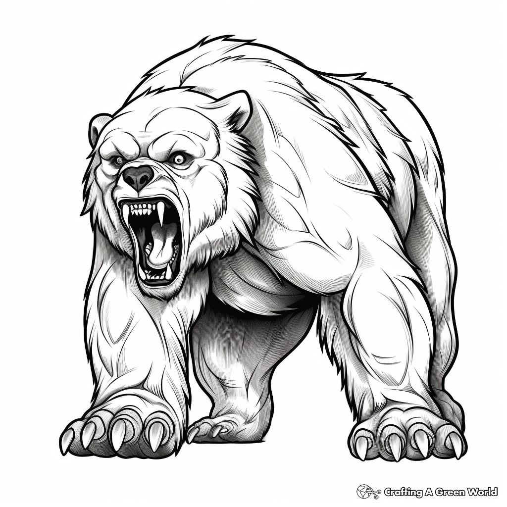 Realistic Attack Bear Coloring Pages 2