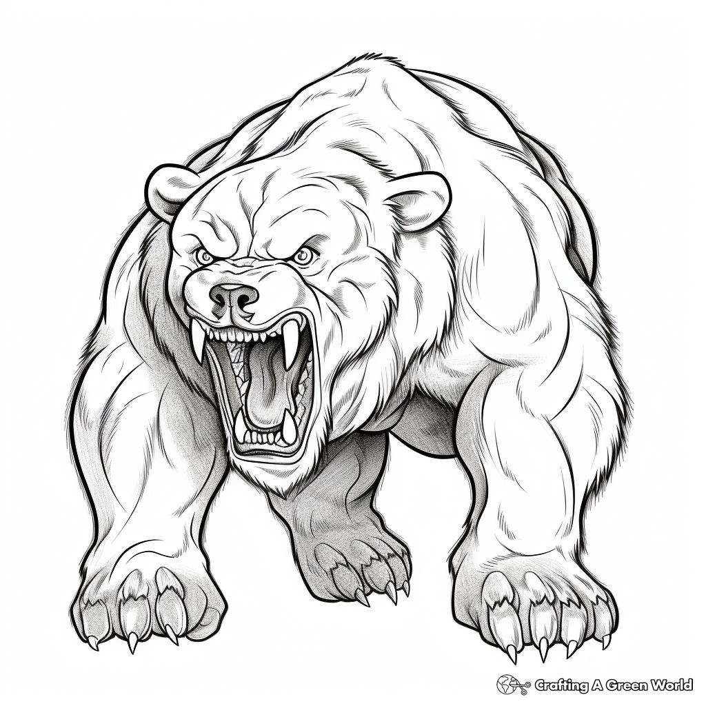 Realistic Attack Bear Coloring Pages 3