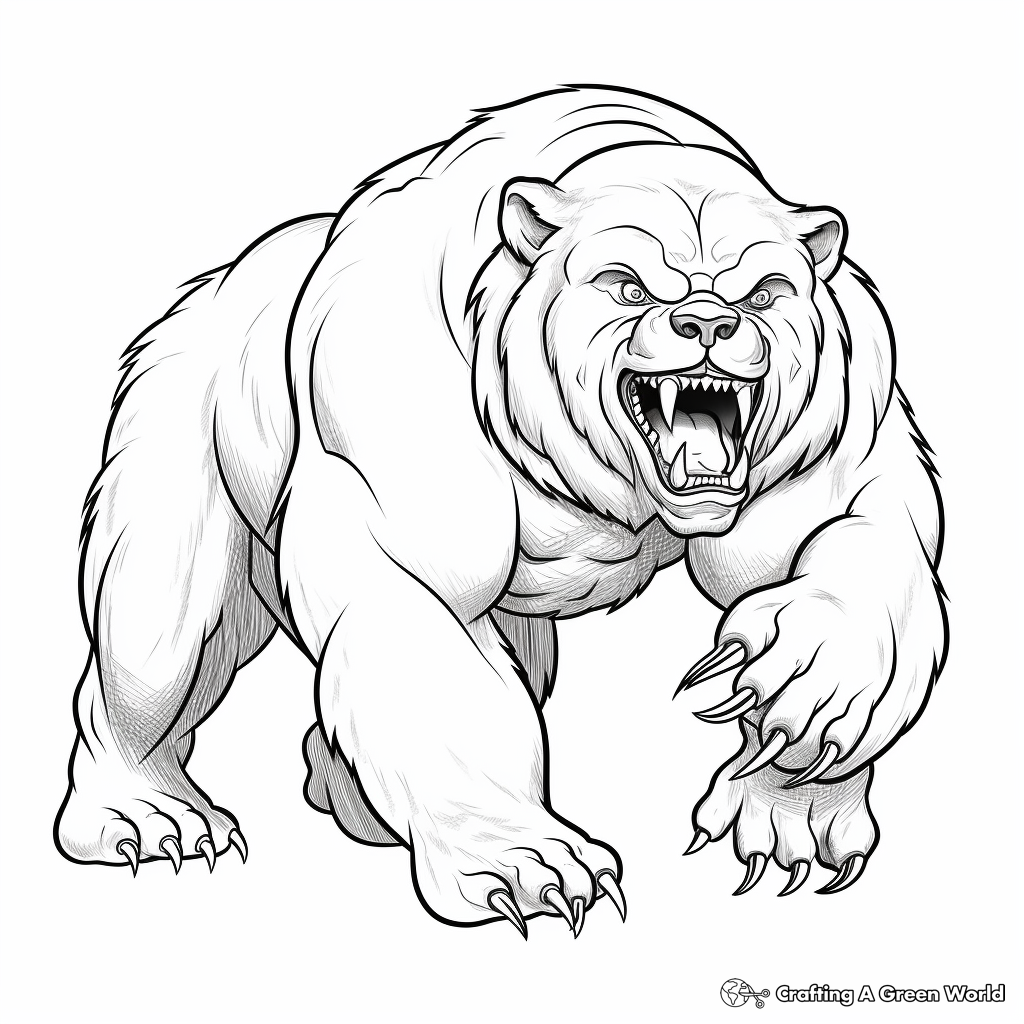 Realistic Attack Bear Coloring Pages 4