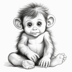 Realistic Baby-Ape Coloring Pages 1