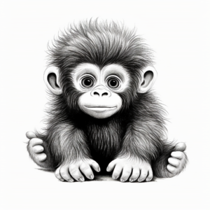Realistic Baby-Ape Coloring Pages 4