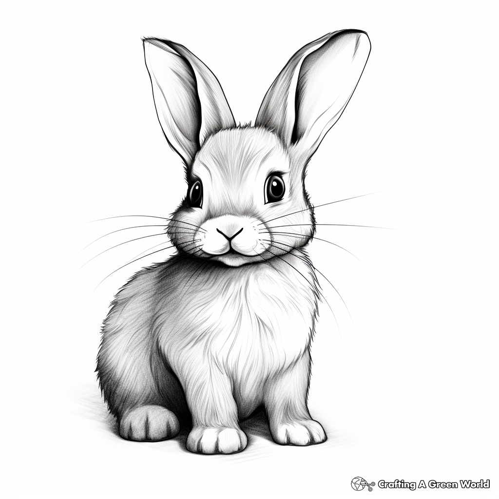Realistic Baby Bunny Coloring Pages 1