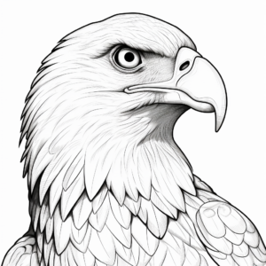 Realistic Bald Eagle Head Portrait Coloring Page 1