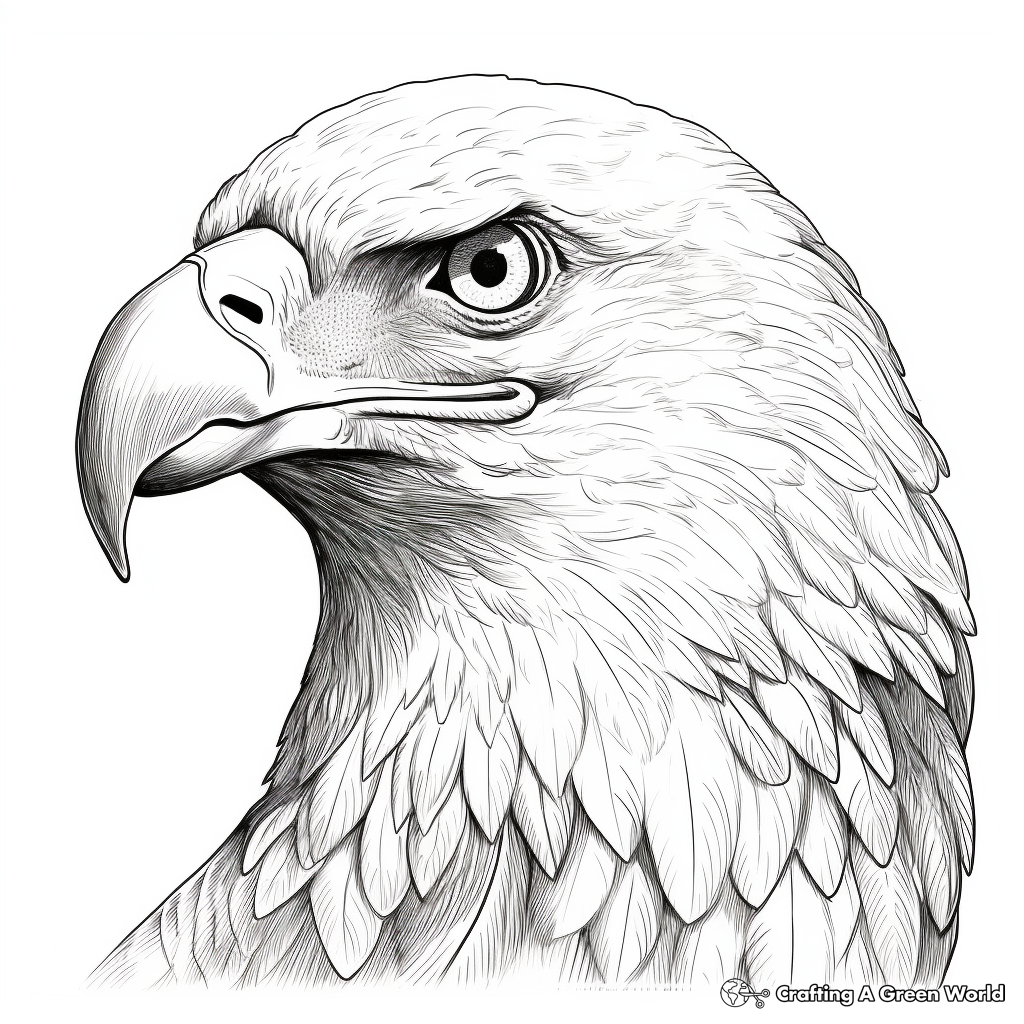 Realistic Bald Eagle Head Portrait Coloring Page 2