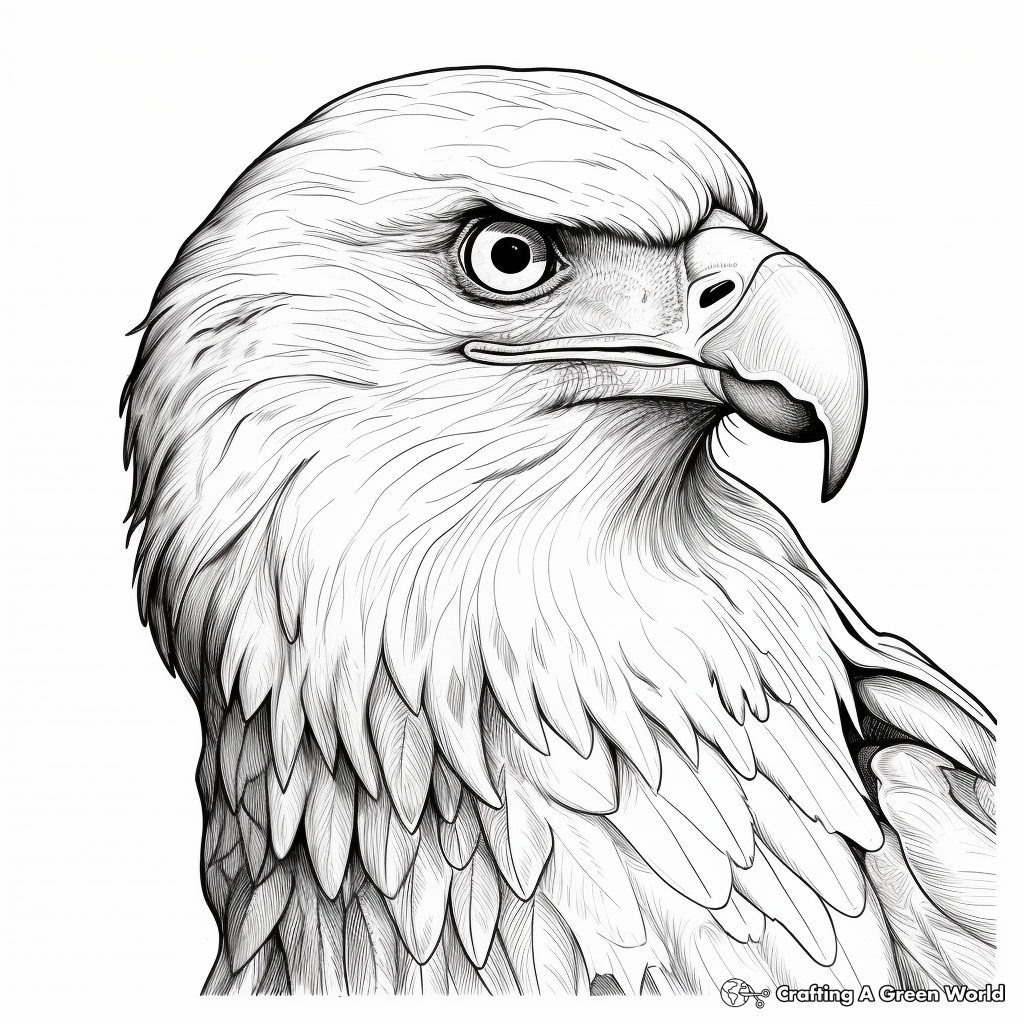Realistic Bald Eagle Head Portrait Coloring Page 3