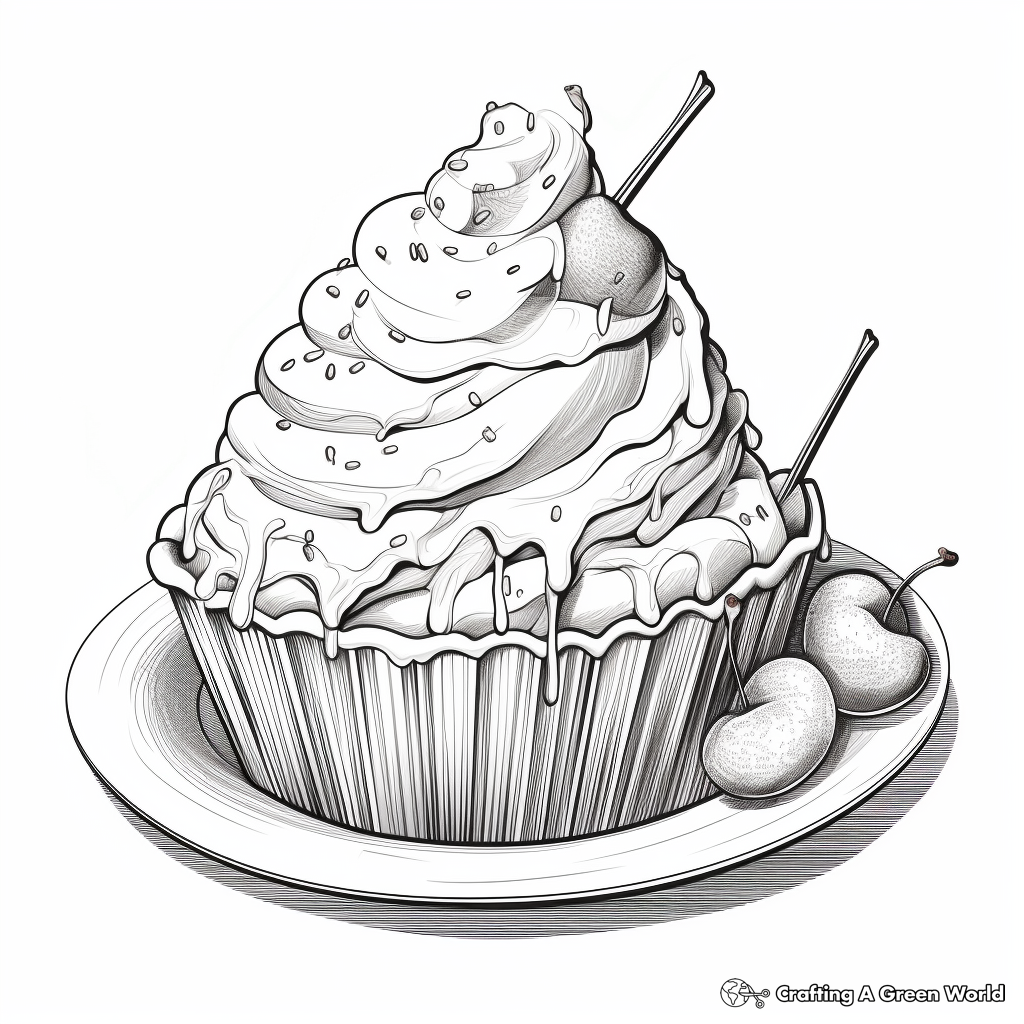 Realistic Banana Split Ice Cream Coloring Pages 2