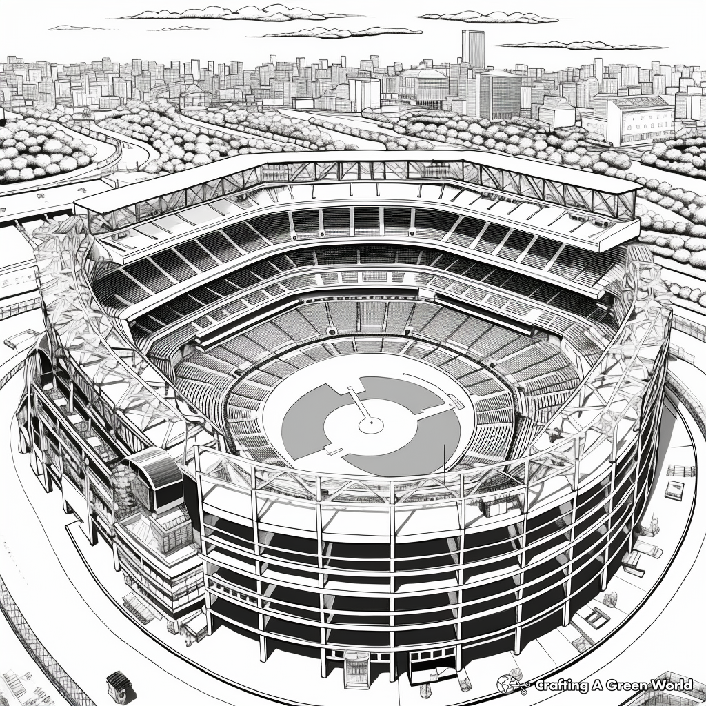 Realistic Baseball Stadium Coloring Pages 1