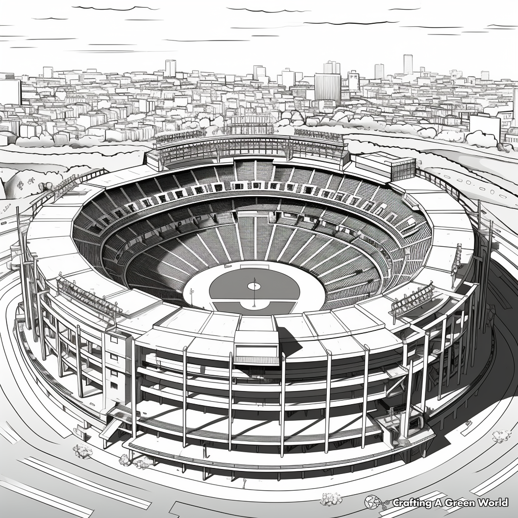 Realistic Baseball Stadium Coloring Pages 3