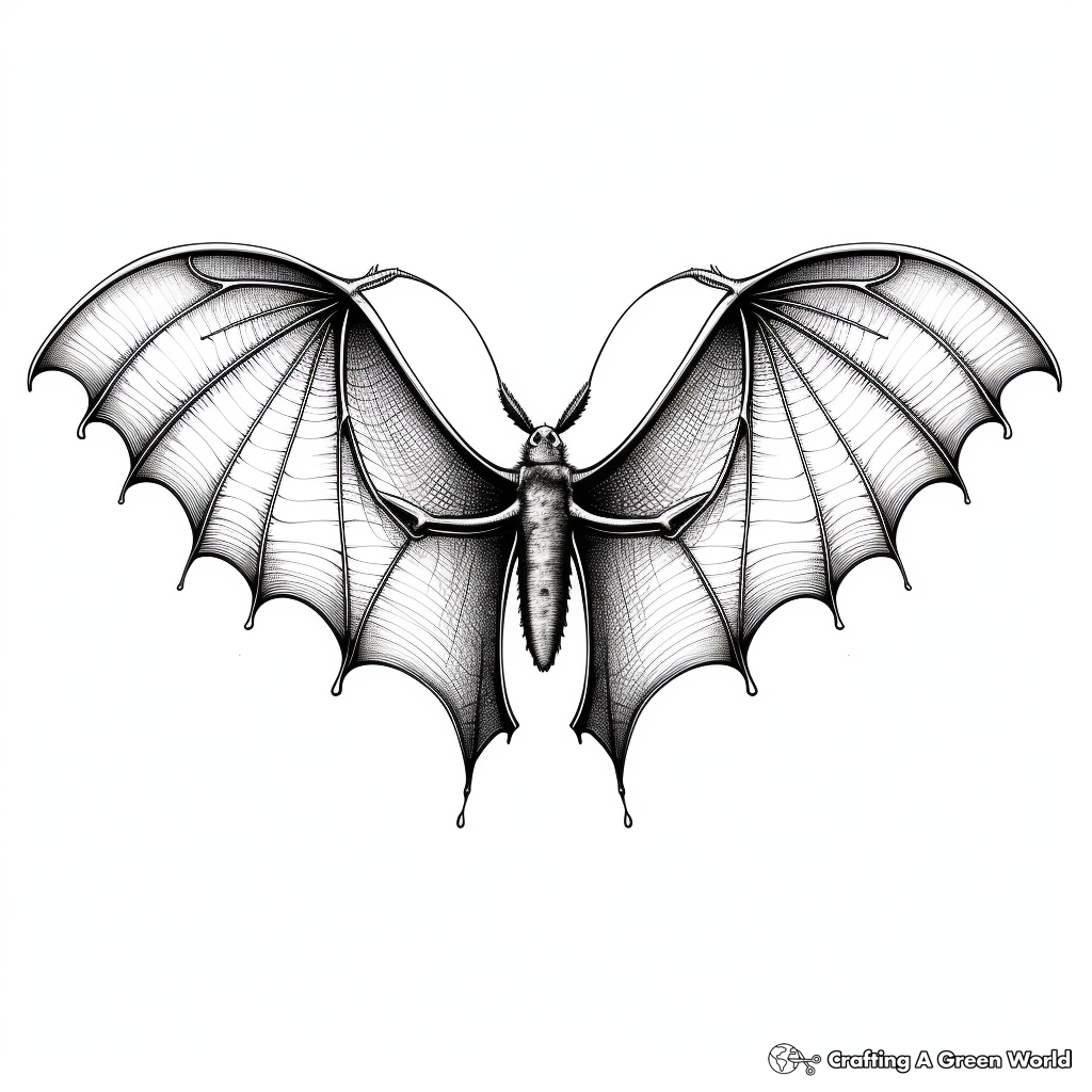 Realistic Bat Wings Coloring Pages 1