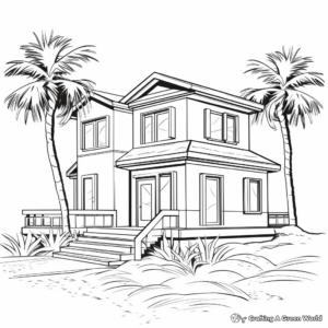 Realistic Beach House Coloring Pages 1