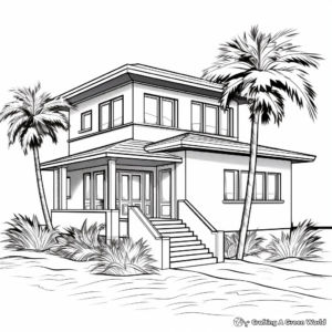 Realistic Beach House Coloring Pages 3