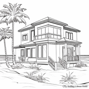 Realistic Beach House Coloring Pages 4
