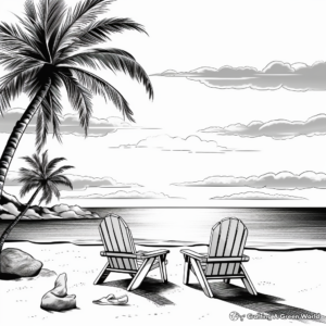 Realistic Beach Sunset Coloring Sheets 3