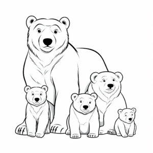 Realistic Bear Family Coloring Pages 1
