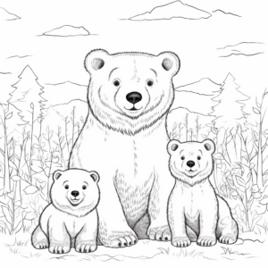 Realistic Bear Family Coloring Pages 2