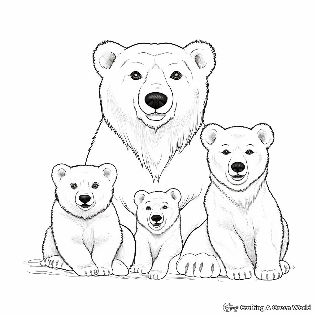 Realistic Bear Family Coloring Pages 3