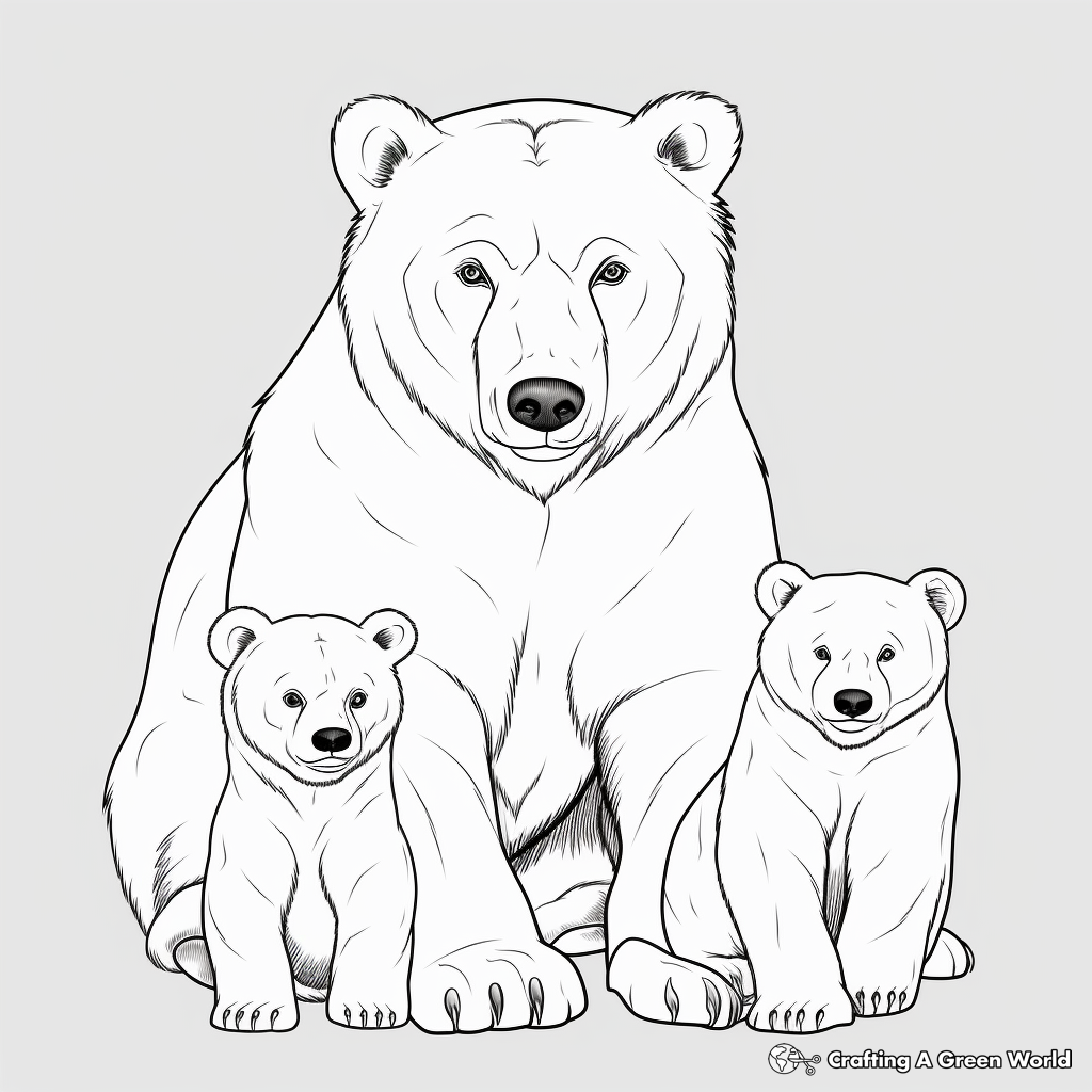 Realistic Bear Family Coloring Pages 4