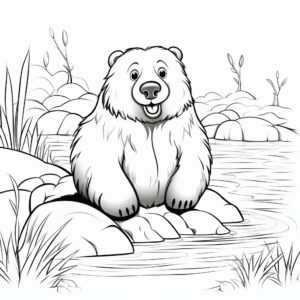Realistic Beaver Outlines for Coloring 1