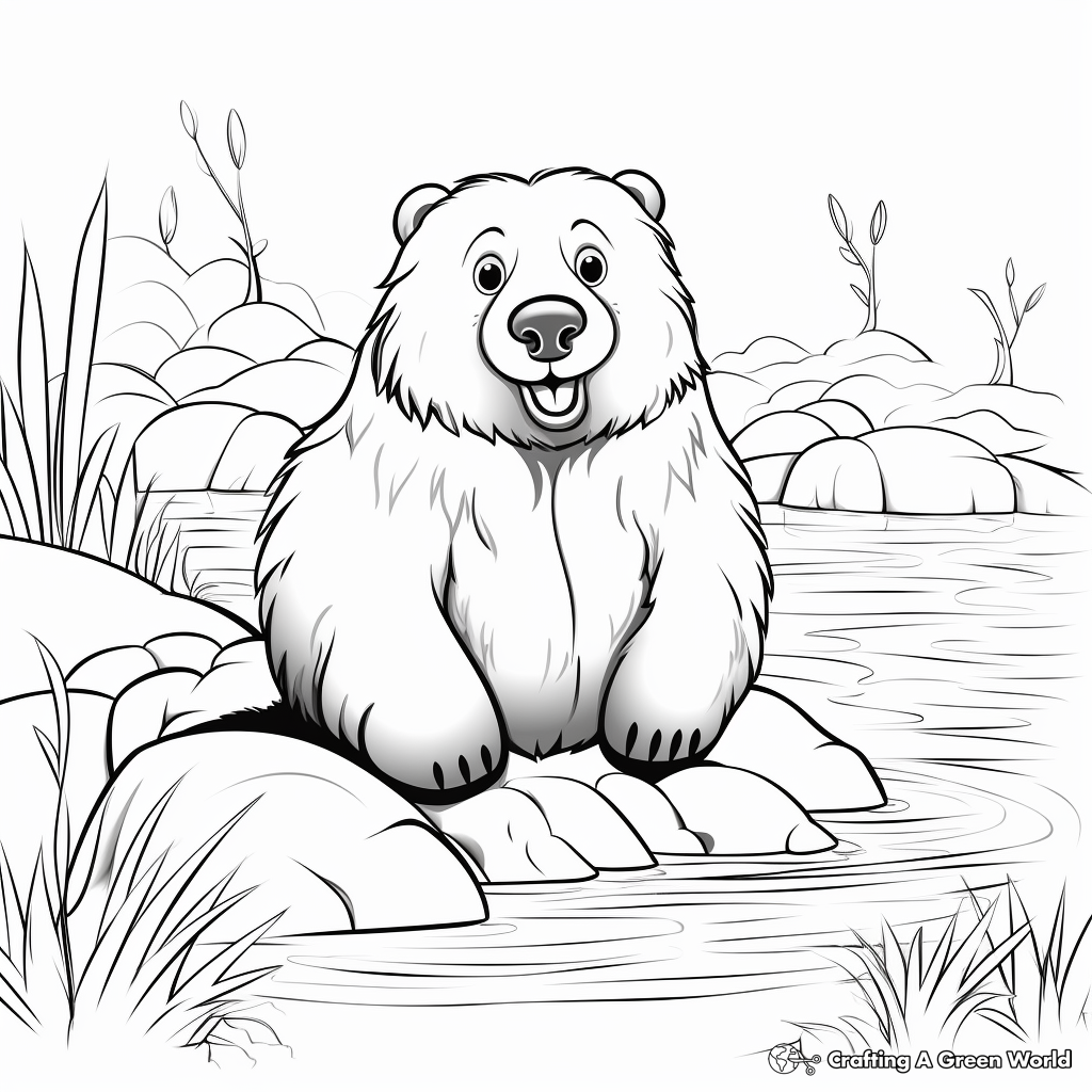 Realistic Beaver Outlines for Coloring 1