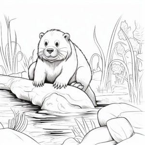 Realistic Beaver Outlines for Coloring 2