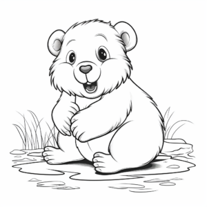Realistic Beaver Outlines for Coloring 4