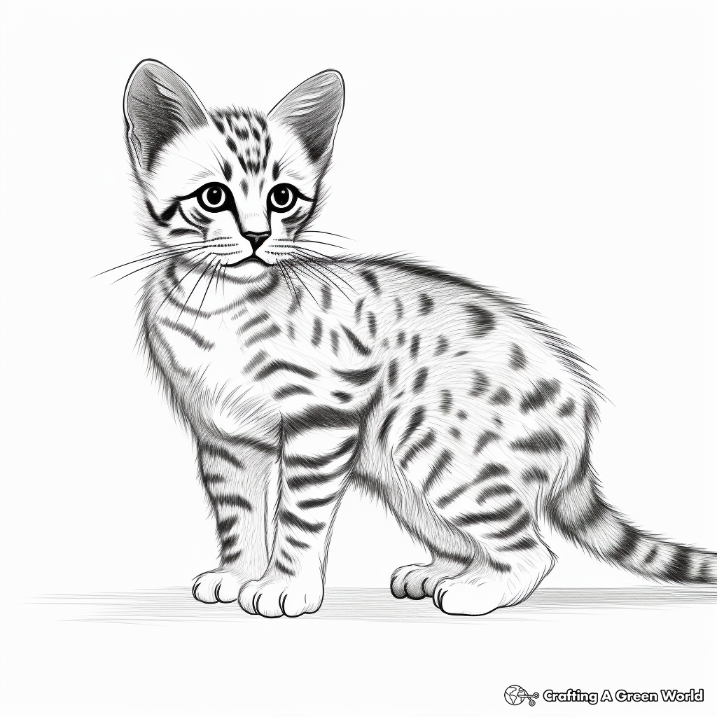 Realistic Bengal Cat Coloring Pages 1