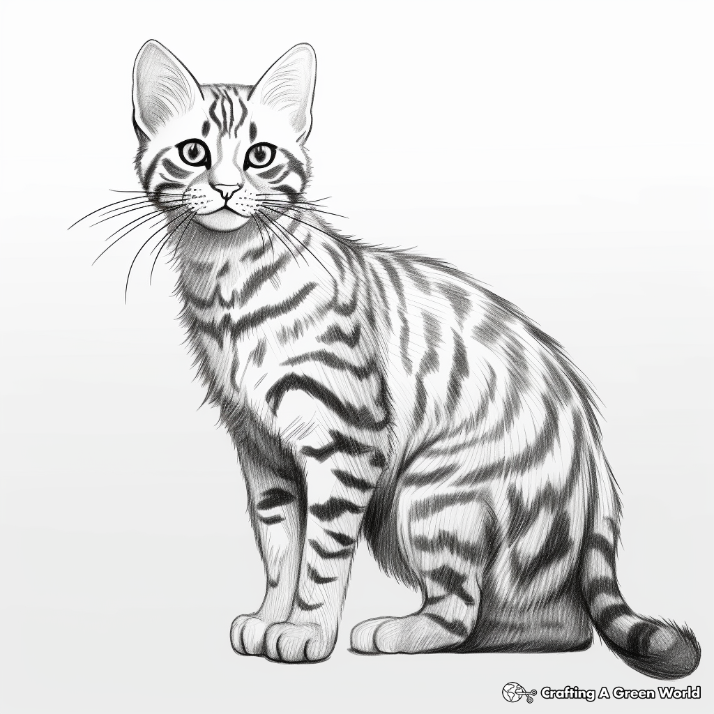 Realistic Bengal Cat Coloring Pages 2